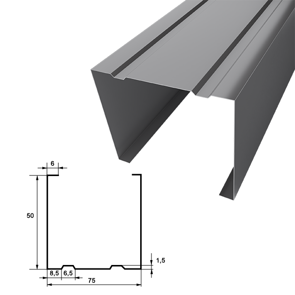 Профиль 75х50 (3000х0,3; Отб. нет; Цинк)